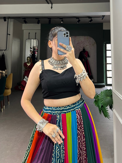 Rainbow Navratri Special Flared Lehenga Choli