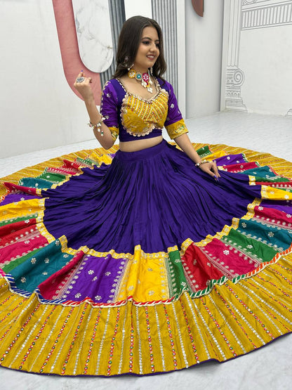 Embroidery Thread And Sequence work Navratri Special Purple Lehenga Choli