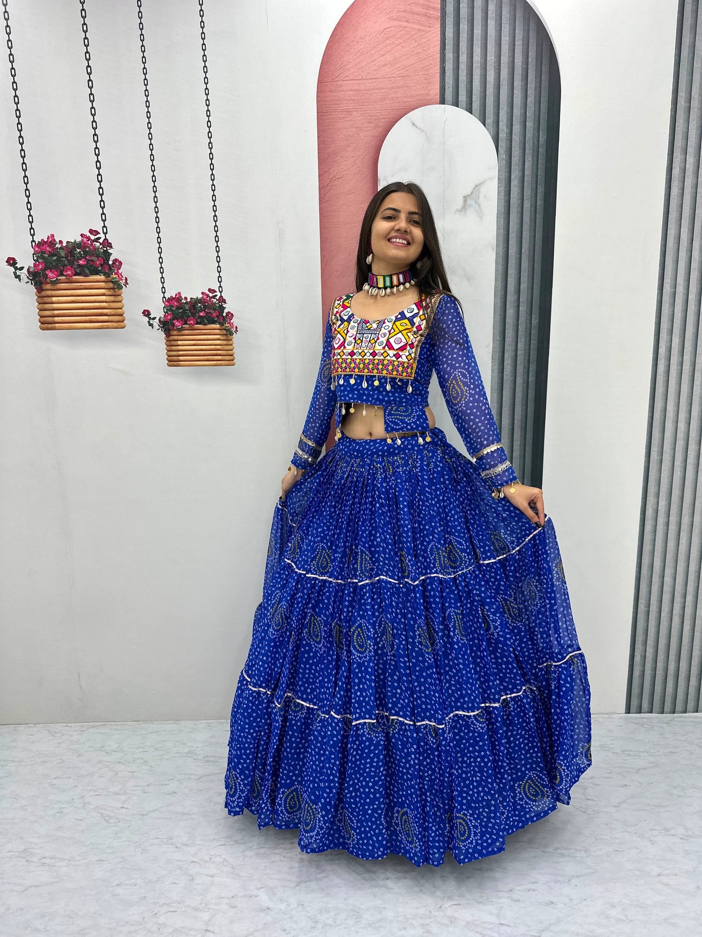 Navratri Women's Traditional Black Lehenga Choli with Thread Embroidery & Heavy Flair