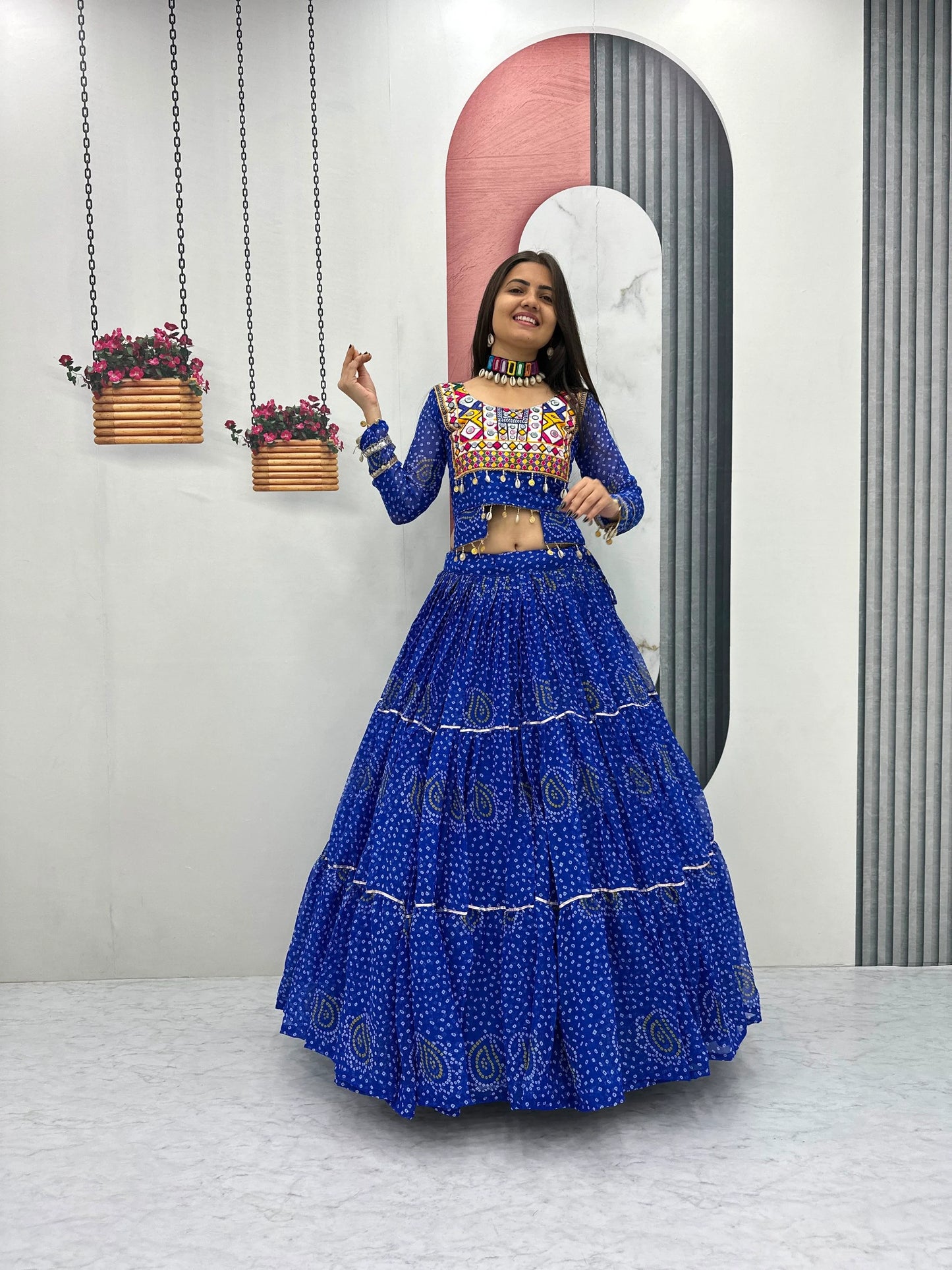 Navratri Women's Traditional Black Lehenga Choli with Thread Embroidery & Heavy Flair
