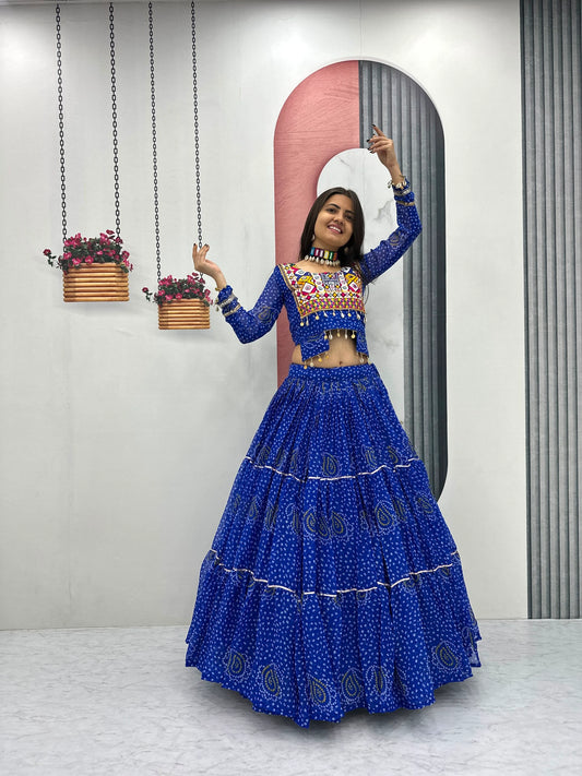 Navratri Women's Traditional Black Lehenga Choli with Thread Embroidery & Heavy Flair