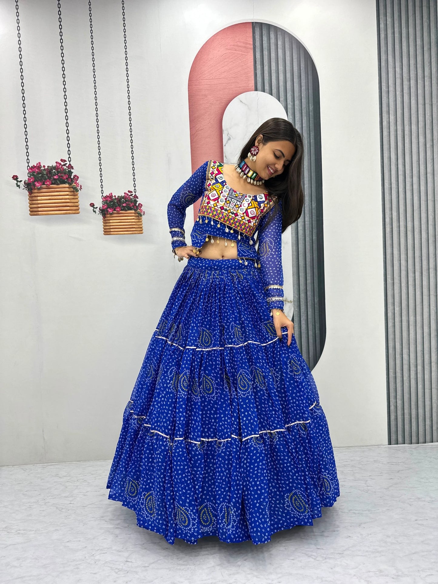 Navratri Women's Traditional Black Lehenga Choli with Thread Embroidery & Heavy Flair