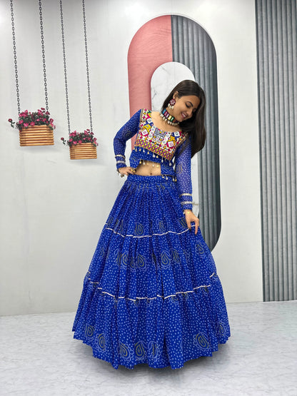 Navratri Women's Traditional Black Lehenga Choli with Thread Embroidery & Heavy Flair