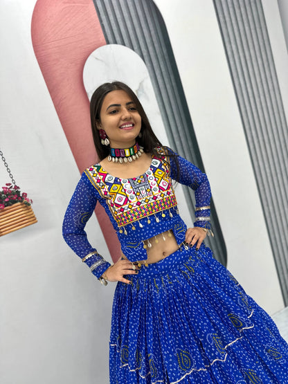 Navratri Women's Traditional Black Lehenga Choli with Thread Embroidery & Heavy Flair