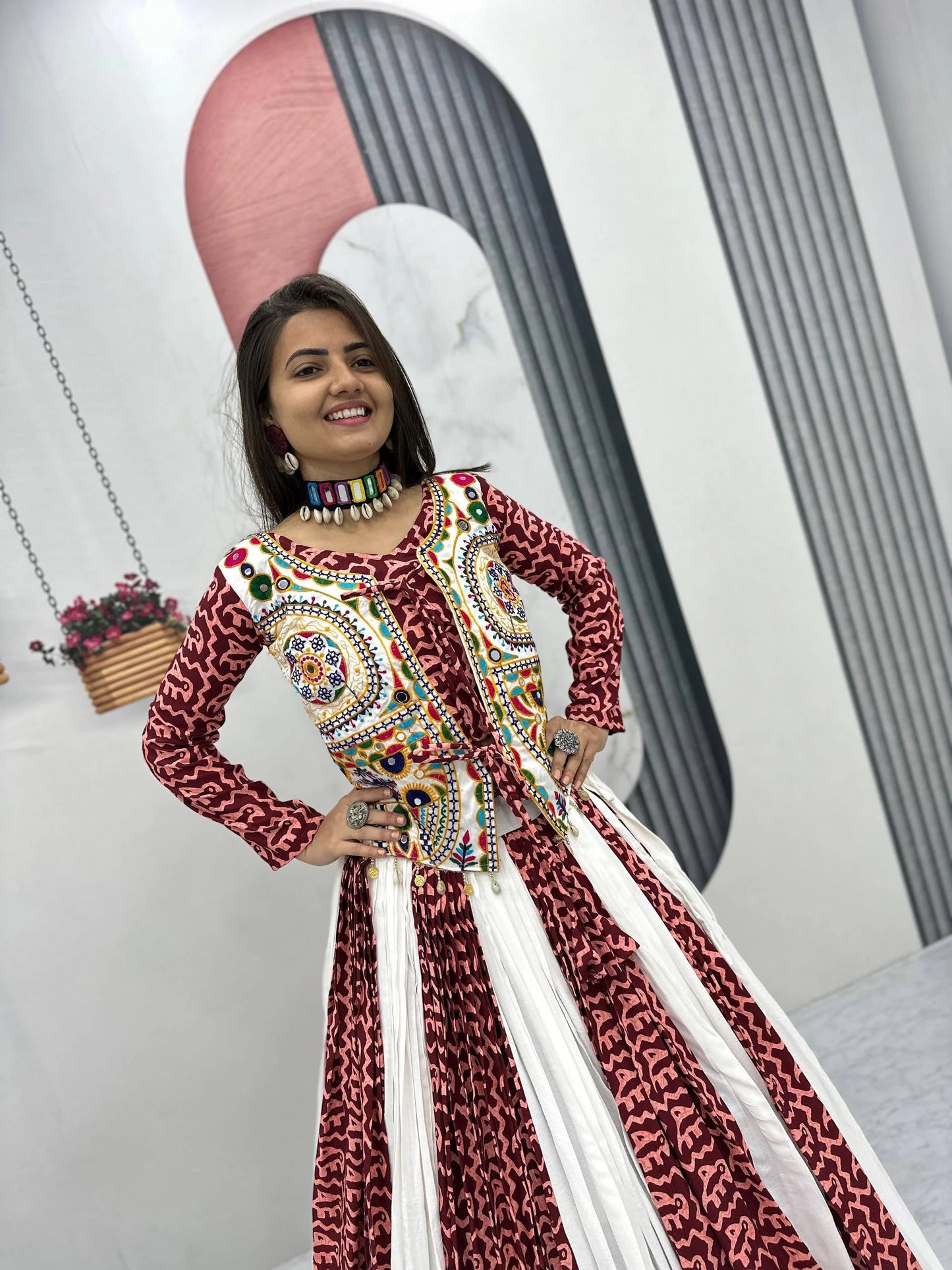 Pure Cotton Navratri Chaniya Choli 6 Meter Flair with Gamathi Work