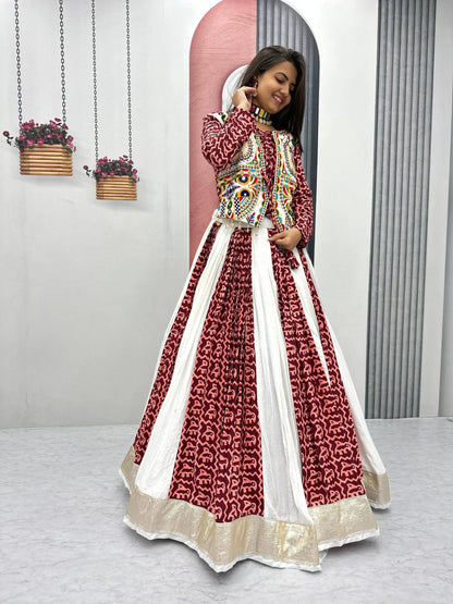 Pure Cotton Navratri Chaniya Choli 6 Meter Flair with Gamathi Work
