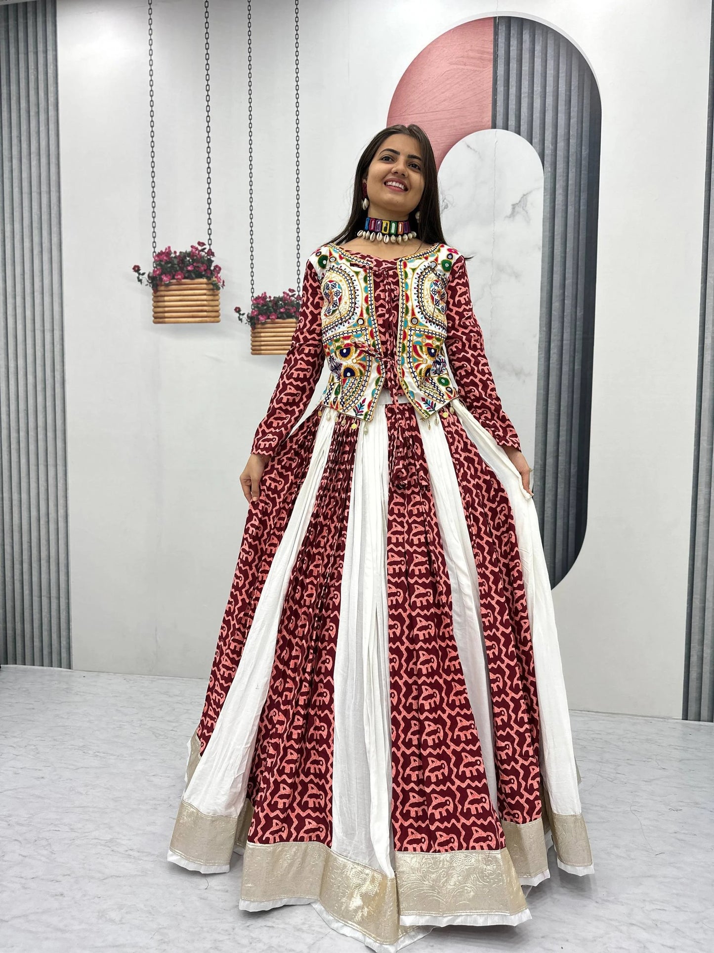 Pure Cotton Navratri Chaniya Choli 6 Meter Flair with Gamathi Work