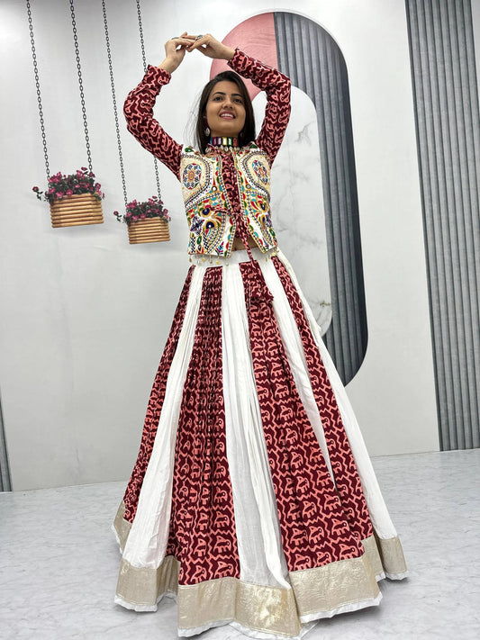 Pure Cotton Navratri Chaniya Choli 6 Meter Flair with Gamathi Work
