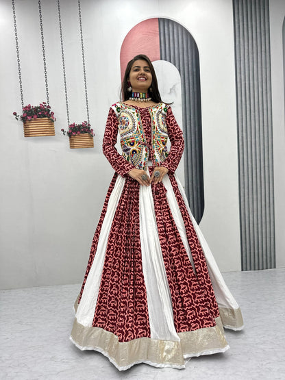 Pure Cotton Navratri Chaniya Choli 6 Meter Flair with Gamathi Work