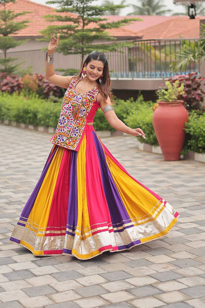 Navratri Special Pure Cotton Flared Chaniya Choli with Gamathi Mirror Work Top