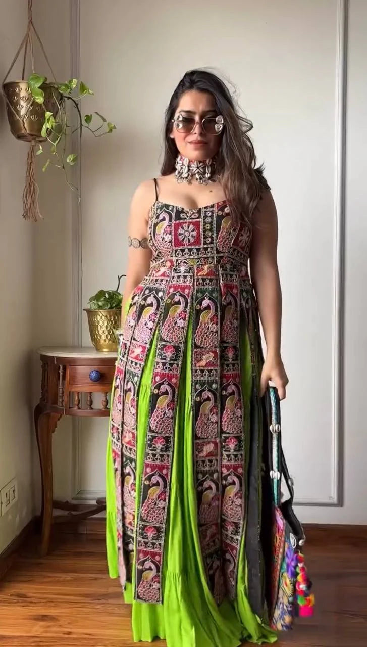 Navratri Special Designer Lehenga with Embroidered Bangalore Silk Top