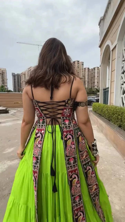 Navratri Special Designer Lehenga with Embroidered Bangalore Silk Top