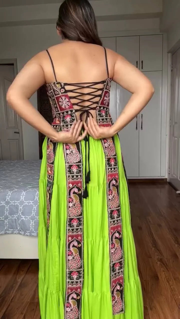 Navratri Special Designer Lehenga with Embroidered Bangalore Silk Top