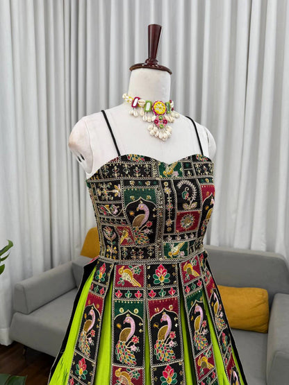 Navratri Special Designer Lehenga with Embroidered Bangalore Silk Top