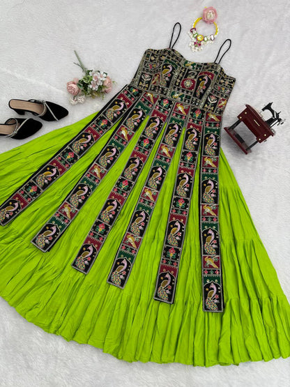 Navratri Special Designer Lehenga with Embroidered Bangalore Silk Top