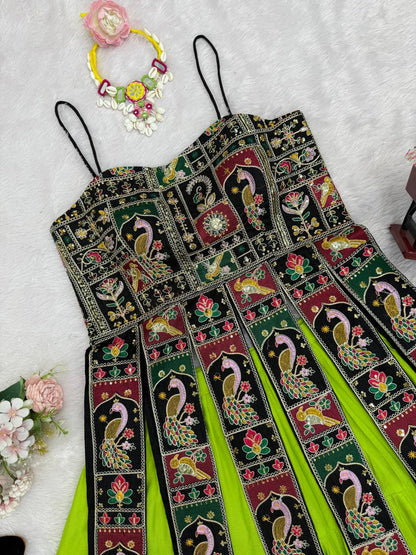 Navratri Special Designer Lehenga with Embroidered Bangalore Silk Top