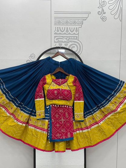 Women's Ethnic Navratri Yellow Lehenga Choli with Embroidered Blouse & Bandhani Dupatta (Copy)