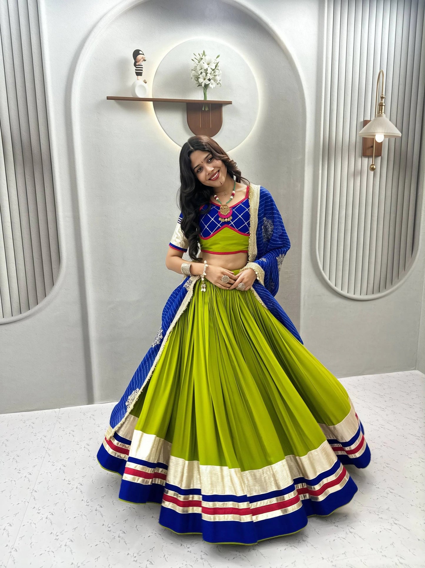 Women’s Pure Cotton Garba Flared Lehenga Choli