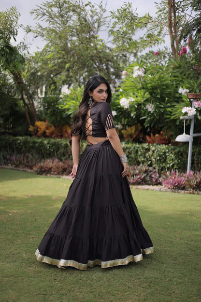 Designer Cotton Lehenga Choli Set with Kutchi Patchwork Blouse and 12 Meter Flared Lehenga