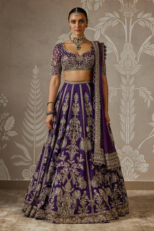 Traditional Purple Faux Georgette Designer Lehenga Choli with Zari Sequins and Dori Work