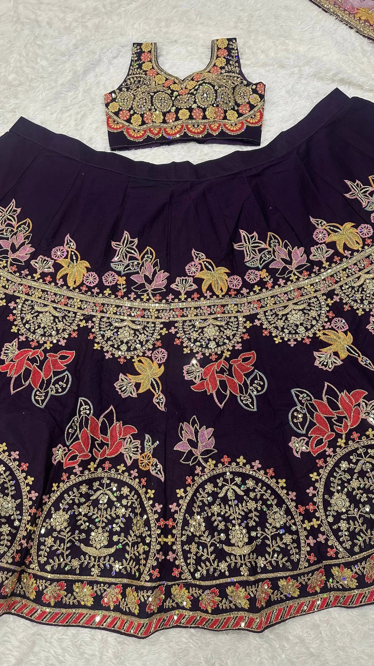 Royal Violet Kasturi Silk Lehenga with Multi Thread Dori and Sequin Work