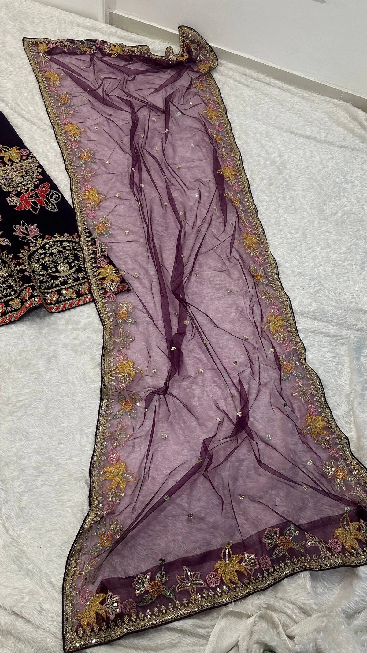 Royal Violet Kasturi Silk Lehenga with Multi Thread Dori and Sequin Work