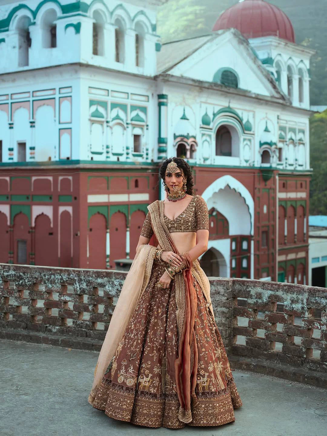 Brown Kasturi Silk Designer Lehenga Choli Traditional Indian Wedding Wear Bridal Ethnic Festive Wear