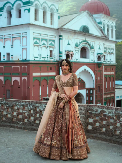 Brown Kasturi Silk Designer Lehenga Choli Traditional Indian Wedding Wear Bridal Ethnic Festive Wear
