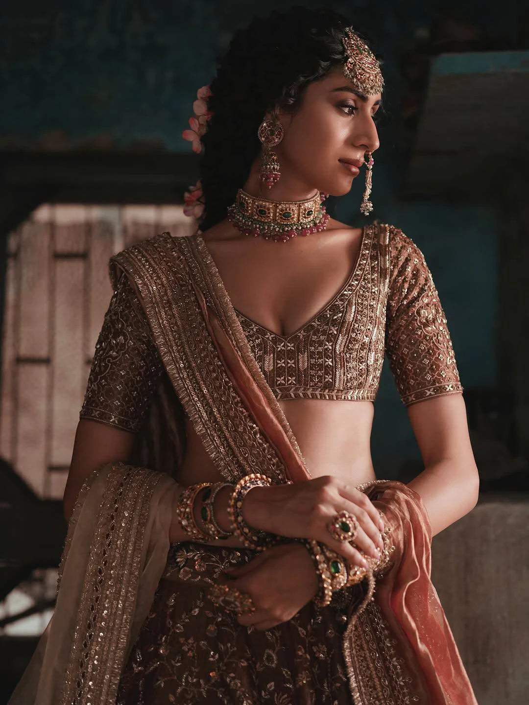 Brown Kasturi Silk Designer Lehenga Choli Traditional Indian Wedding Wear Bridal Ethnic Festive Wear