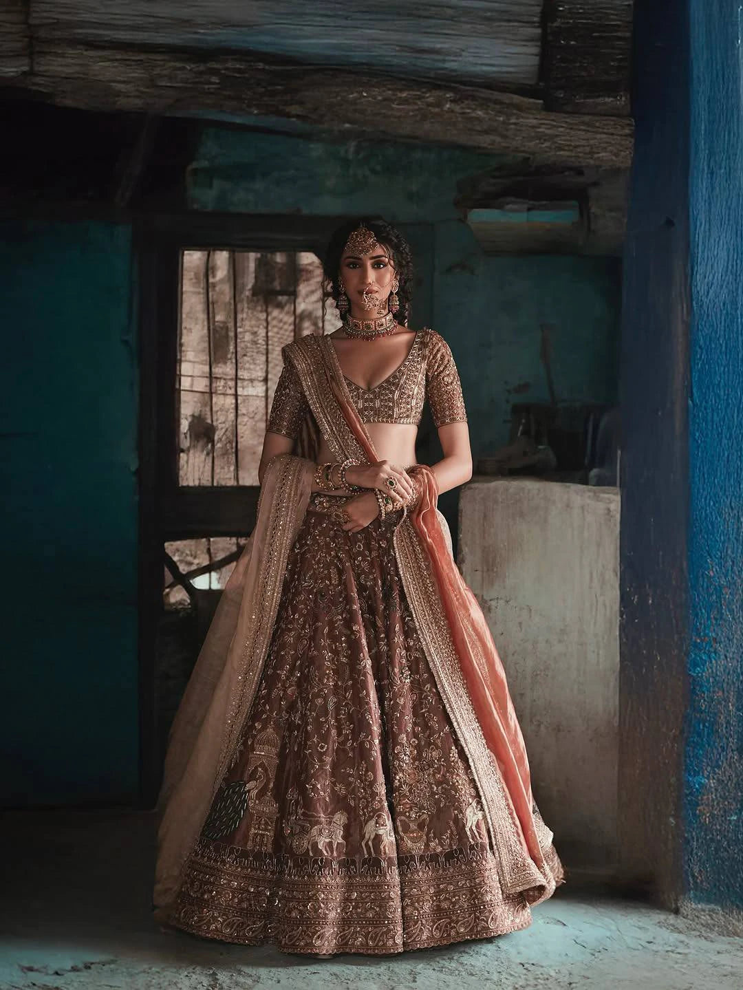 Brown Kasturi Silk Designer Lehenga Choli Traditional Indian Wedding Wear Bridal Ethnic Festive Wear