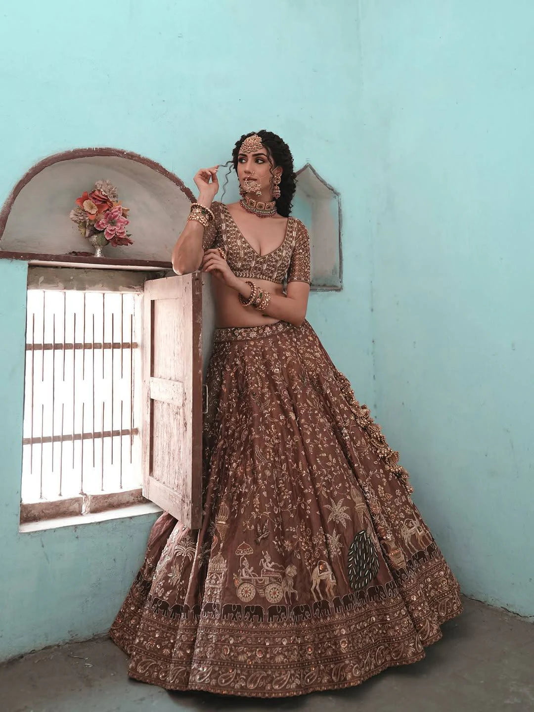 Brown Kasturi Silk Designer Lehenga Choli Traditional Indian Wedding Wear Bridal Ethnic Festive Wear