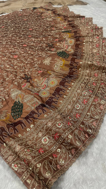 Brown Kasturi Silk Designer Lehenga Choli Traditional Indian Wedding Wear Bridal Ethnic Festive Wear