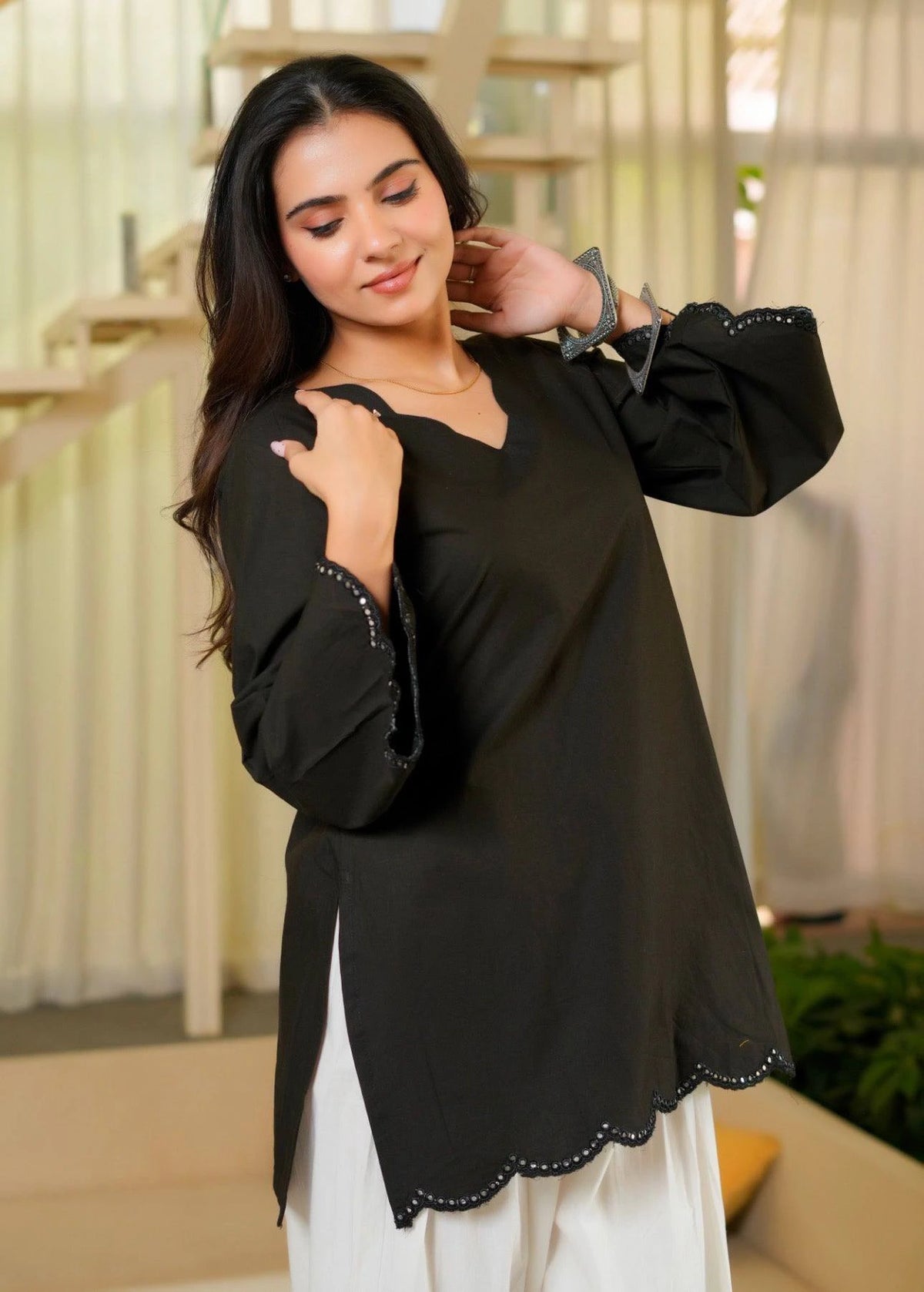 Black Heavy Roman Silk Top with Farshi Salwar Set for Women Party Wear Festive Ethnic Dress