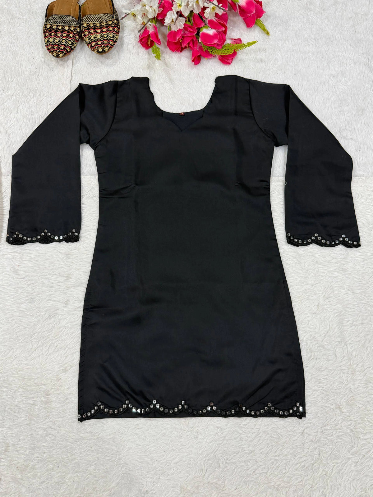 Black Heavy Roman Silk Top with Farshi Salwar Set for Women Party Wear Festive Ethnic Dress