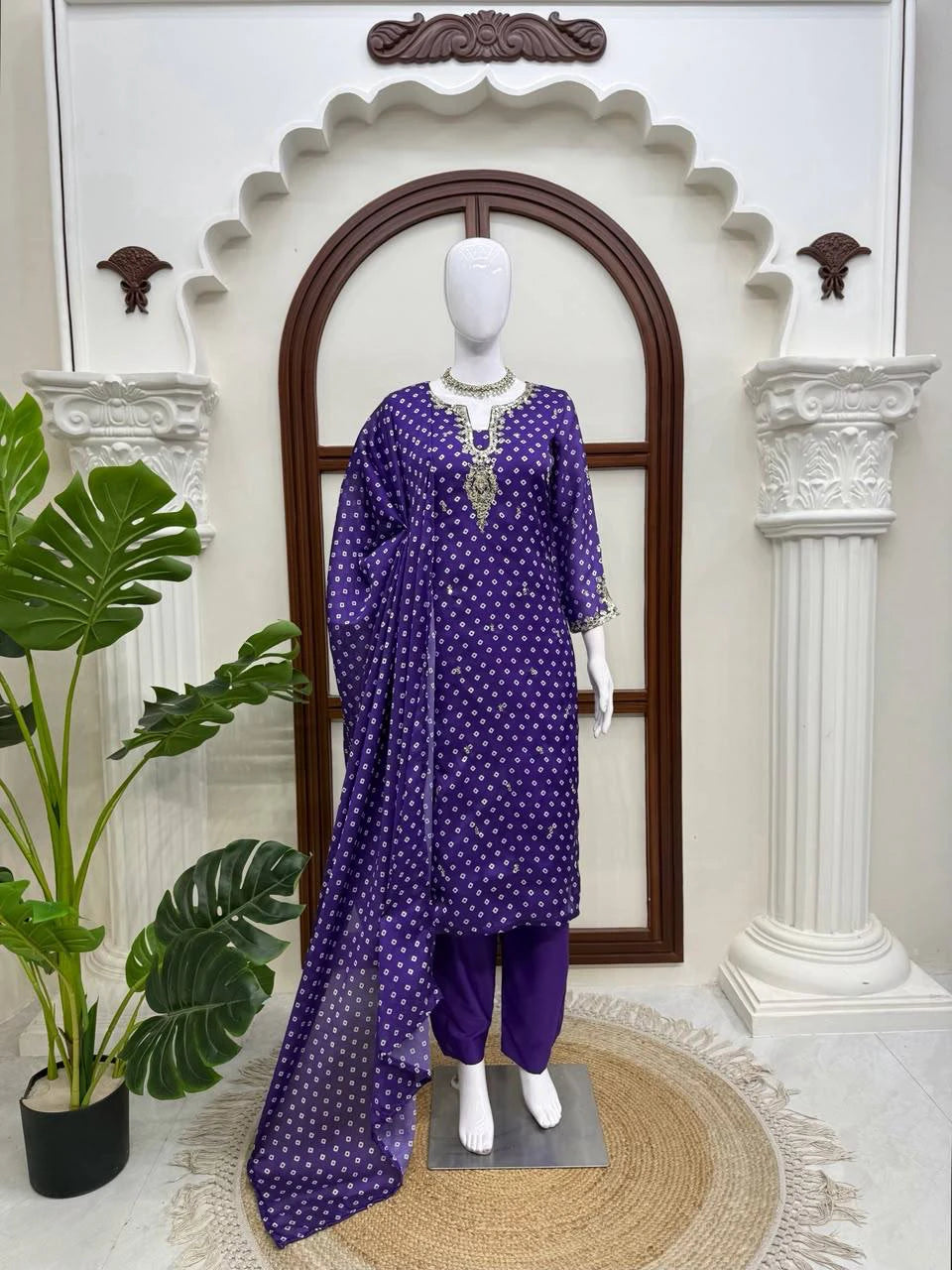 Purple Printed Designer Kurta Pant Dupatta Set for Women Festive Wedding Party Wear Ethnic Dress