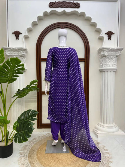 Purple Printed Designer Kurta Pant Dupatta Set for Women Festive Wedding Party Wear Ethnic Dress