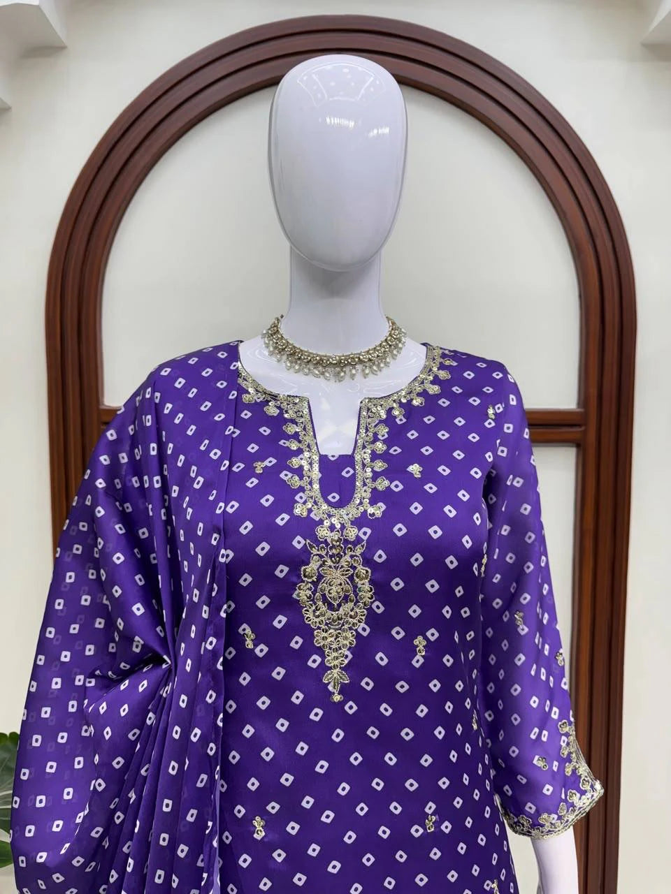 Purple Printed Designer Kurta Pant Dupatta Set for Women Festive Wedding Party Wear Ethnic Dress