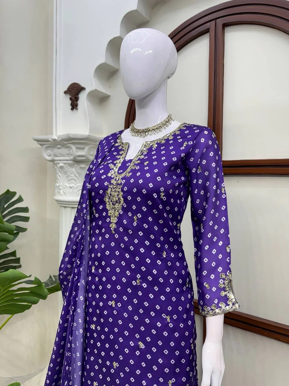 Purple Printed Designer Kurta Pant Dupatta Set for Women Festive Wedding Party Wear Ethnic Dress