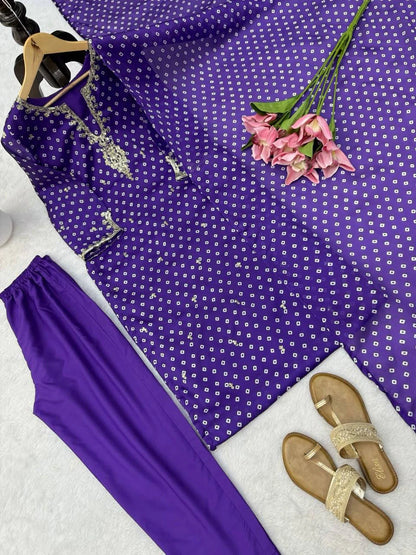 Purple Printed Designer Kurta Pant Dupatta Set for Women Festive Wedding Party Wear Ethnic Dress