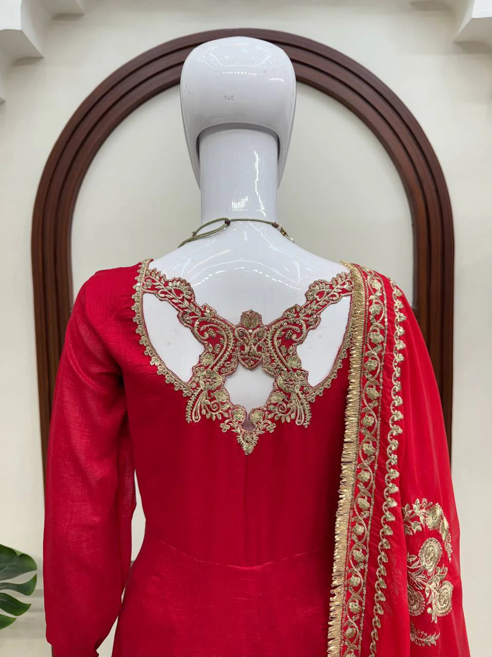 Red Designer Anarkali Suit Set with Dupatta for Women Wedding Festive Party Wear Ethnic Dress
