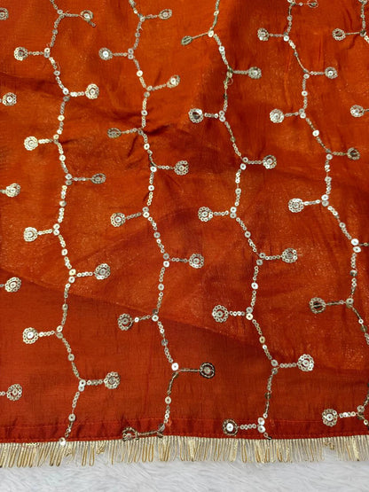 Orange Heavy Vichitra Silk Anarkali Lehenga Dupatta Set for Women Festive Wedding Party Wear Ethnic Dress