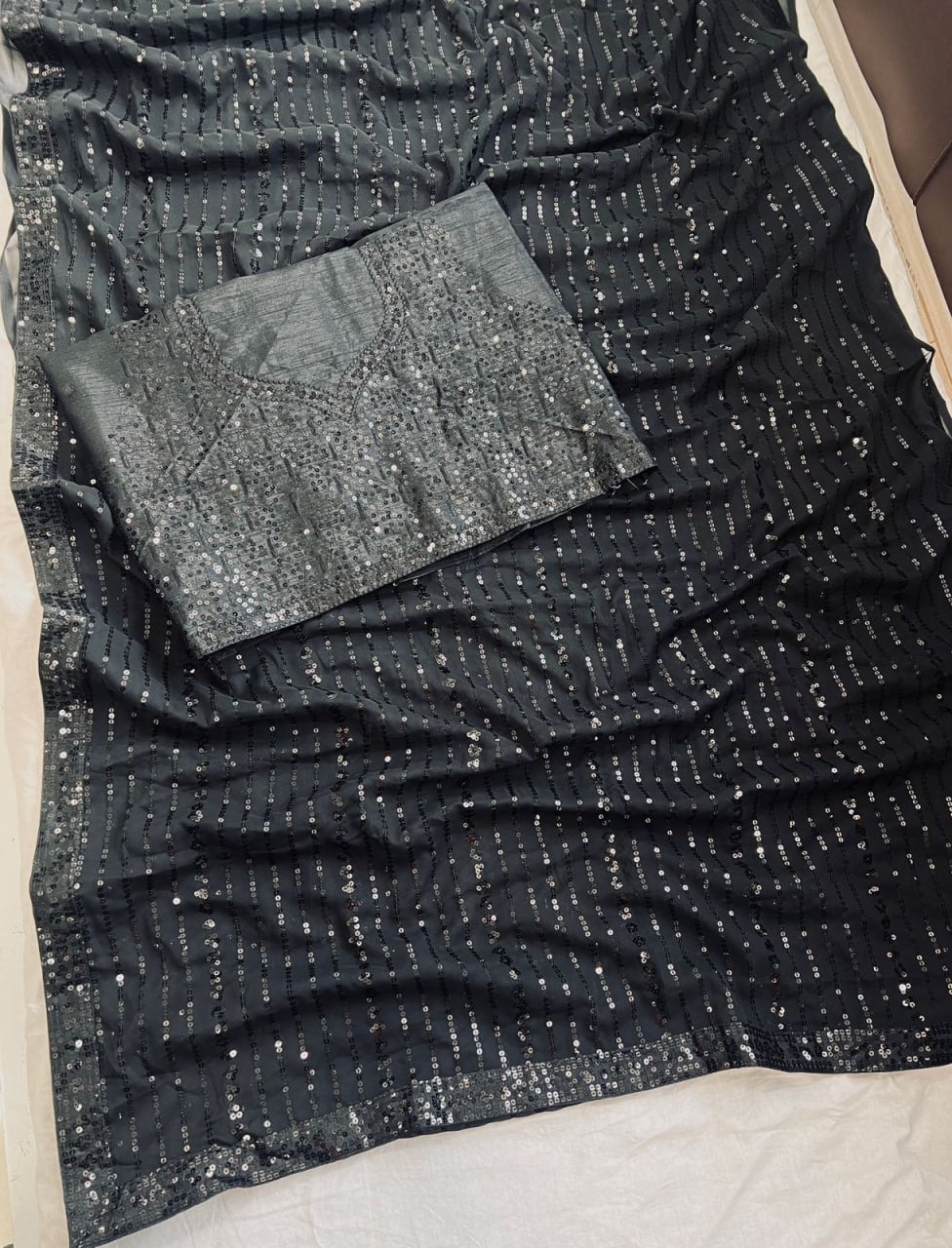 Elegant Black Georgette Saree