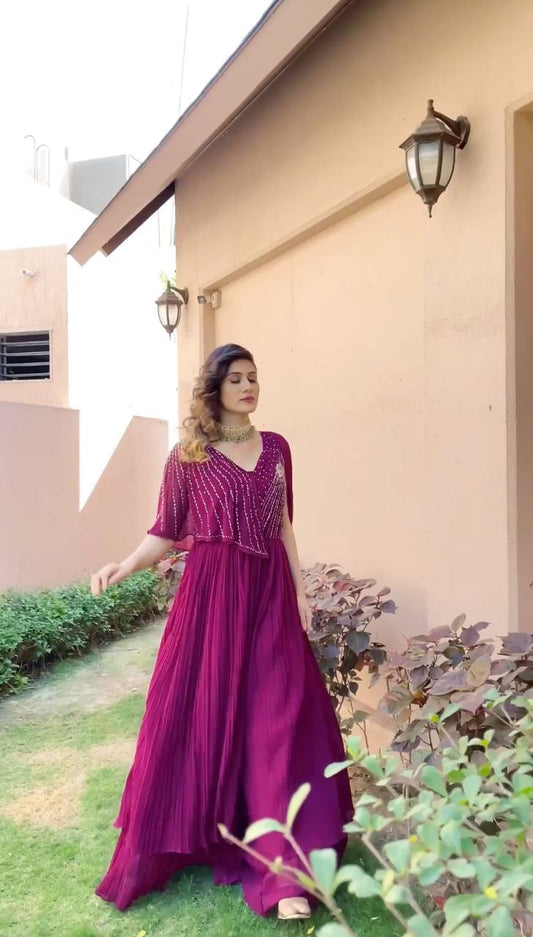 Wine Indo-Western Dress Online