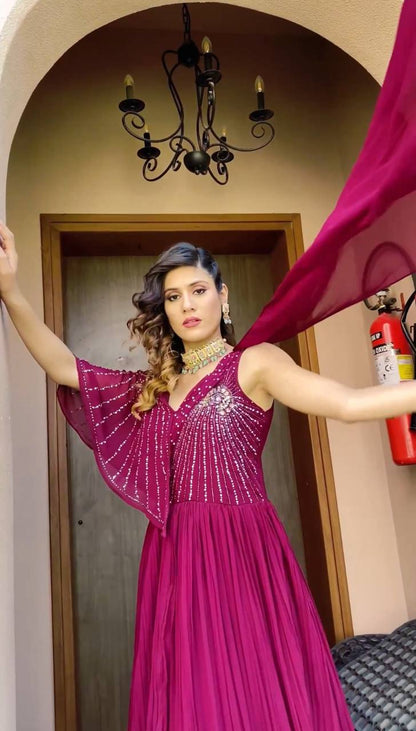 Wine Indo-Western Dress Online