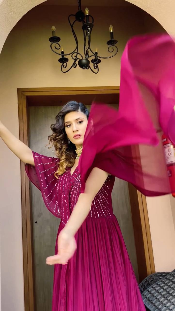 Wine Indo-Western Dress Online