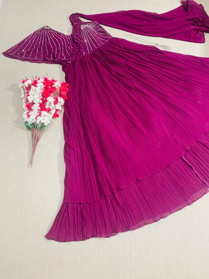 Wine Indo-Western Dress Online