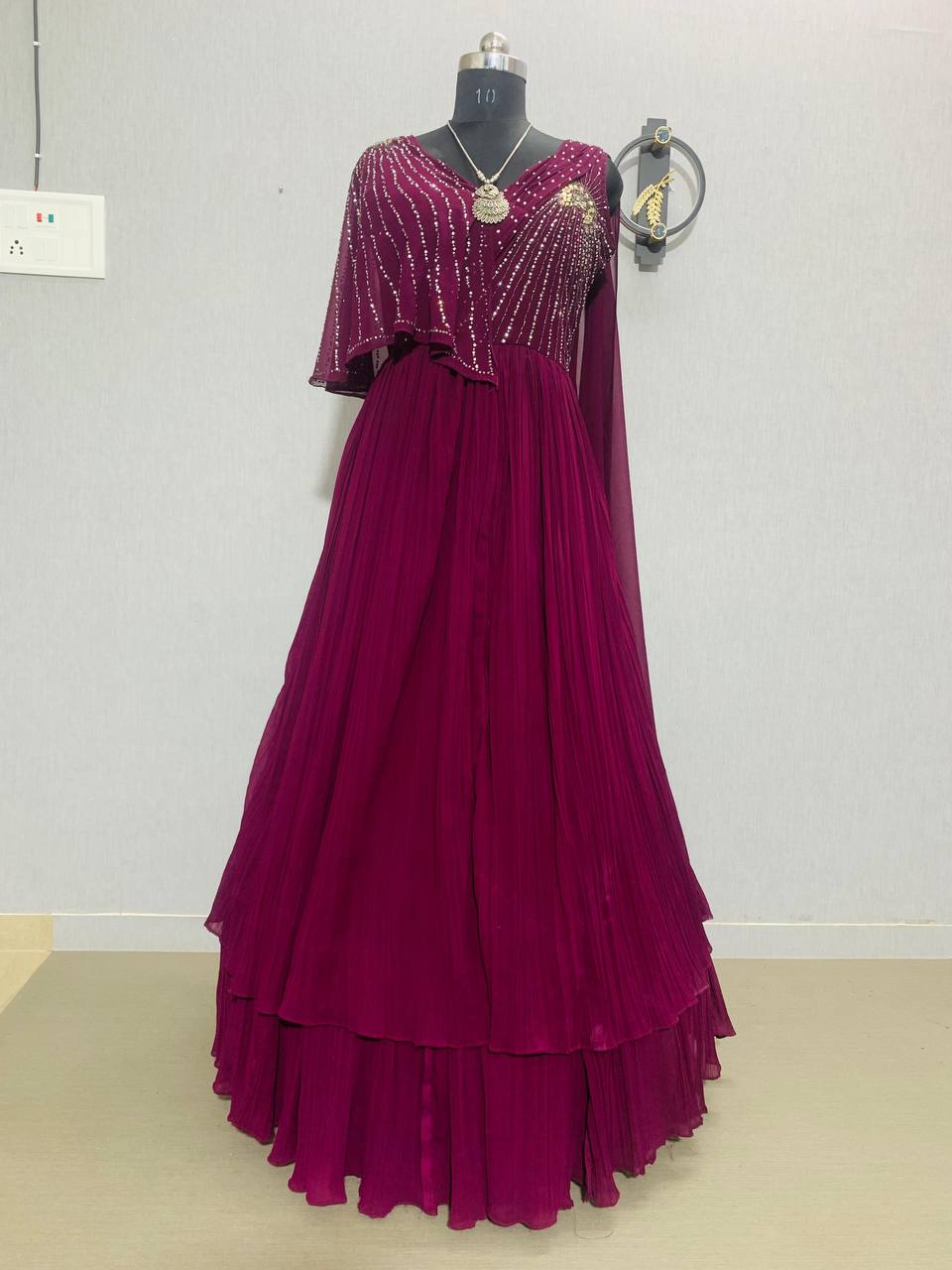 Wine Indo-Western Dress Online