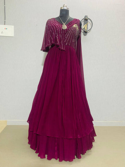 Wine Indo-Western Dress Online