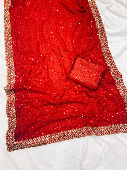 Ananya Pandey Inspired Hot Red Saree