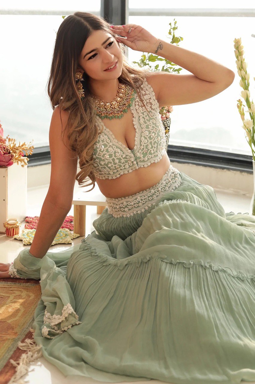 Buy Sea Green Color Lehengas Online